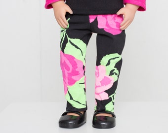 18 inch doll clothes patterned pants 18" doll floral and hearts handmade doll clothes pants american doll girl outfit stylish american doll