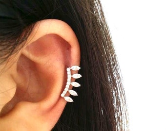 Crown Ear Jackets, 925 Sterling Silver earrings, tiara ear cuffs, silver ear wing, crown ear sweep, cute Bridesmaids gifts, wedding jewelry