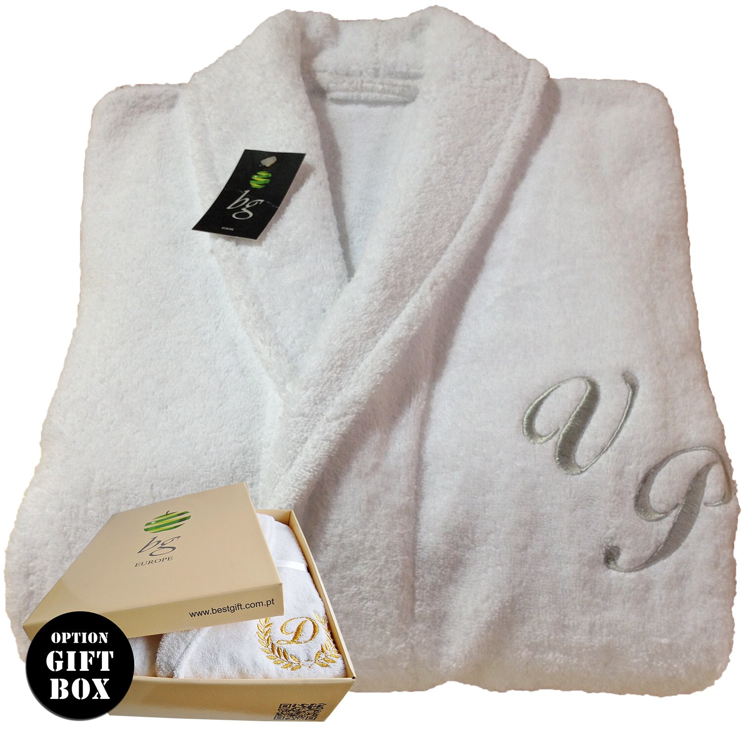 Personalized White Bathrobe Hotel Spa Edition Shawl Collar