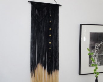 Macrame Wall Hanging,Moon Phase, Black, Gold,Gift for her, Modern Macrame, Boho chic, Geometric,Metallic ,Modern Home Decor