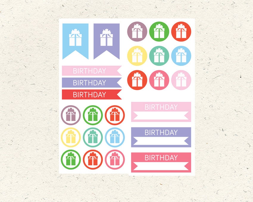 Birthday Planner Stickers Printable Planner by EnjoyPlanning