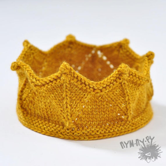 Crochet crown headband knitted ear warmer in gold colour queen