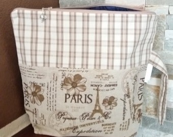 Knitting or Crochet Project Bag "Paris", 2-3 skeins size, medium- Borsa Portalavoro a maglia o uncinetto "Paris", taglia media