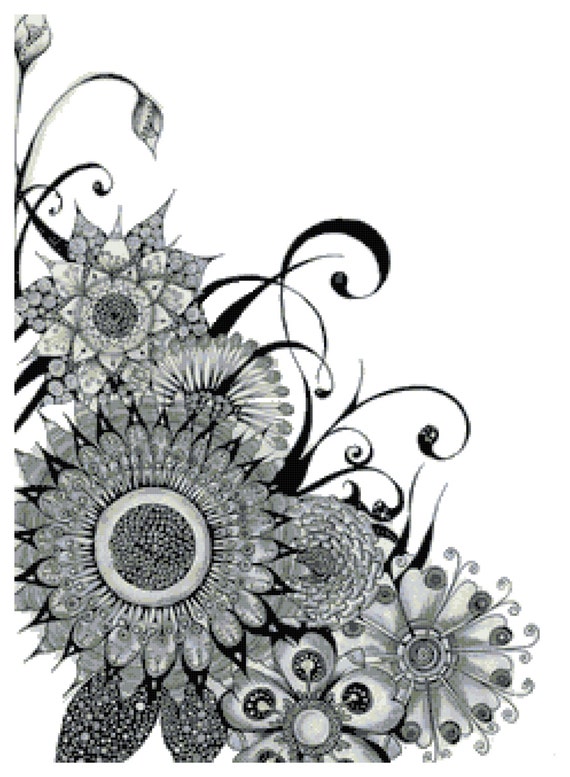 Download Adult Coloring Flower Cross Stitch Printable Needlework