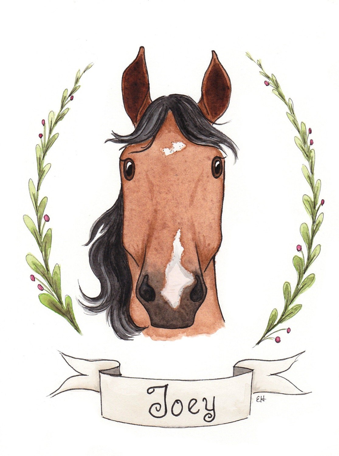 Original Watercolor Horse Illustration by ThePaperWoodland on Etsy