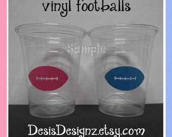 24 Gender reveal Football vinyl decals Baby shower Birthday party decorations girl boy sprinkle party vinyl cup stickers party cup decals