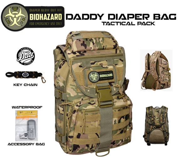 Camo DADDY DIAPER BAG Super Dad Tactical Backpack by CYCLONEXGEAR