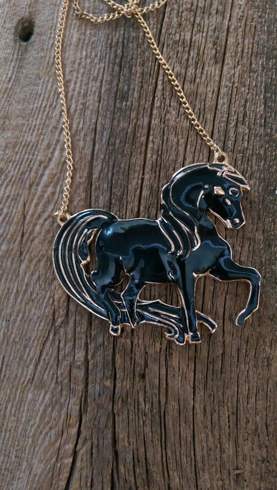 Black horse necklaceBig dramatic jewelry by PonyAndHisPrincess