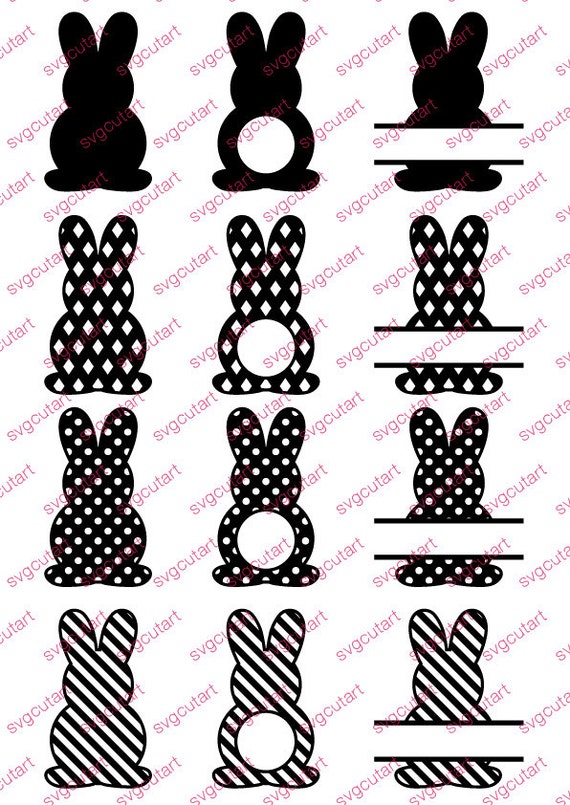 Download 21 Easter bunny Monogram Split Frame rabbit DXF SVG Cut File