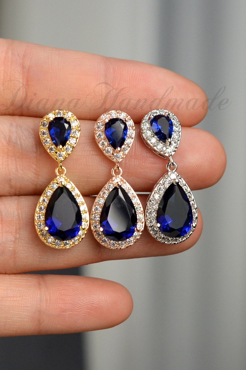 navy blue ROSE GOLD Wedding Jewelry Bridesmaid Gift Bridesmaid