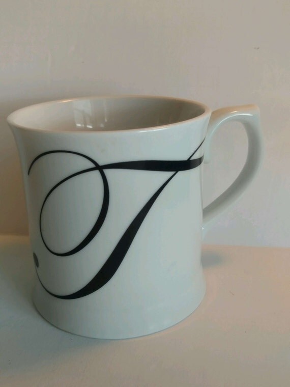 Personalized Letter T Coffee Mug Cursive allie cesca