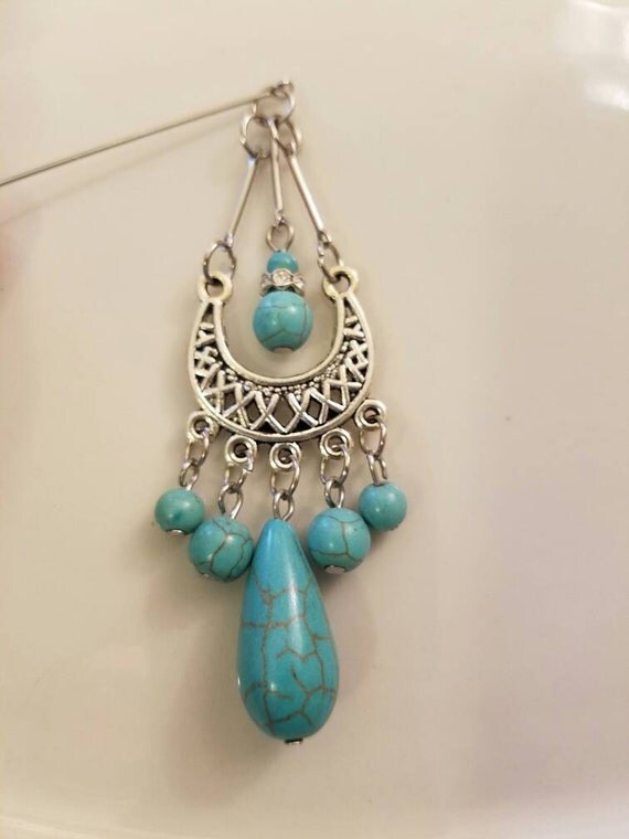 Turquoise Dangle Hijab Pin