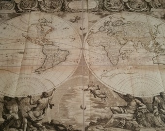 Custom wallpaper World Map French Antique Gravure Globe Terrestre 4 rolls