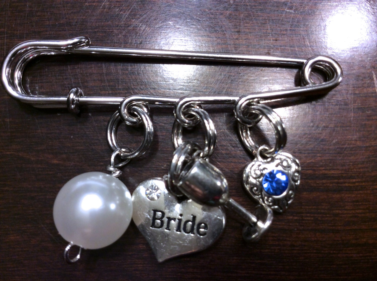 Bridal Pin Something Old New Borrowed Blue Wedding Pin