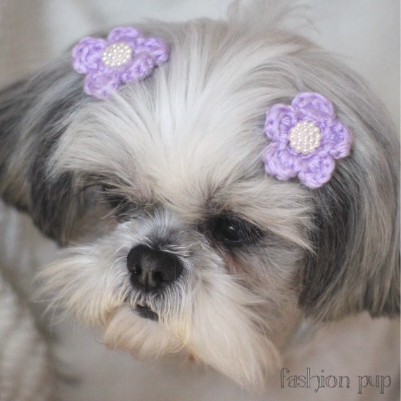 Dog Hair Bows Dog Ear Bows Dog Barrette by FromMyHomespunHeart