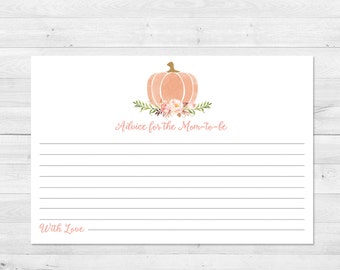 Baby ShowerAdvice Card, Printable, Boho Baby Shower Games, Little Pumpkin, Baby Shower Games, Floral Baby Shower, Fall, Advice Card