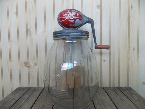 Vintage Dazey Butter Churn No 8 Red Ball 8 Quart Glass Jar