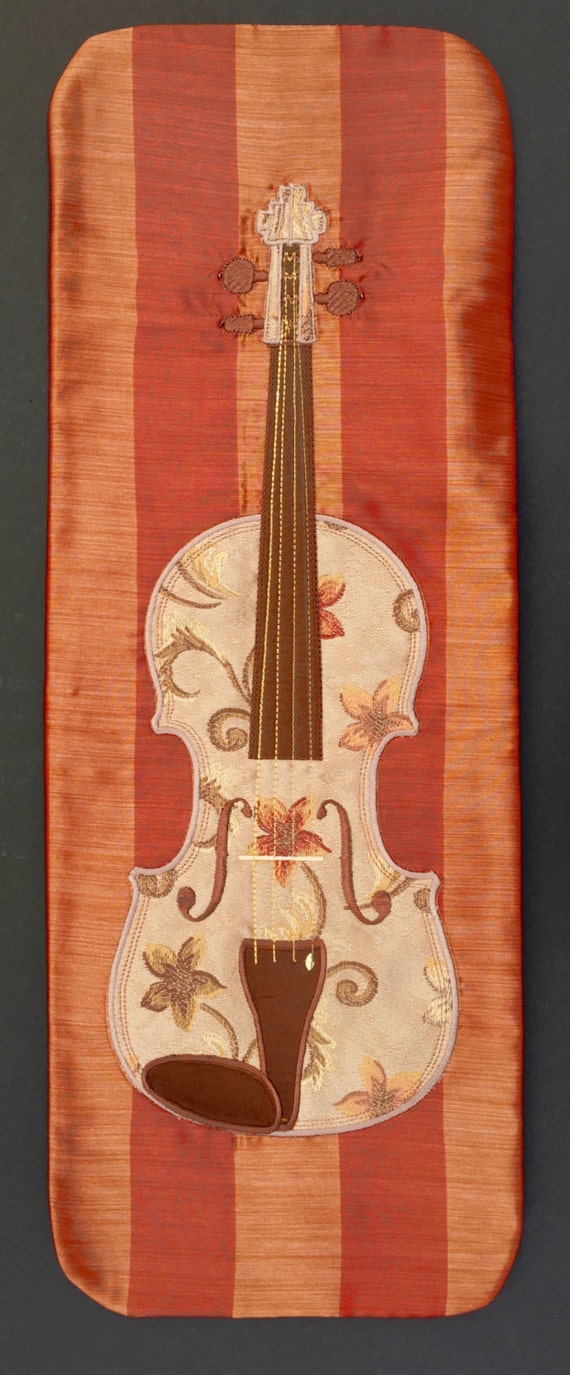 Brocade on silk violin blanket in red and gold