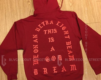 Yeezus Tour Ultra Light Beam RED Hoodie / I Feel Like Pablo /