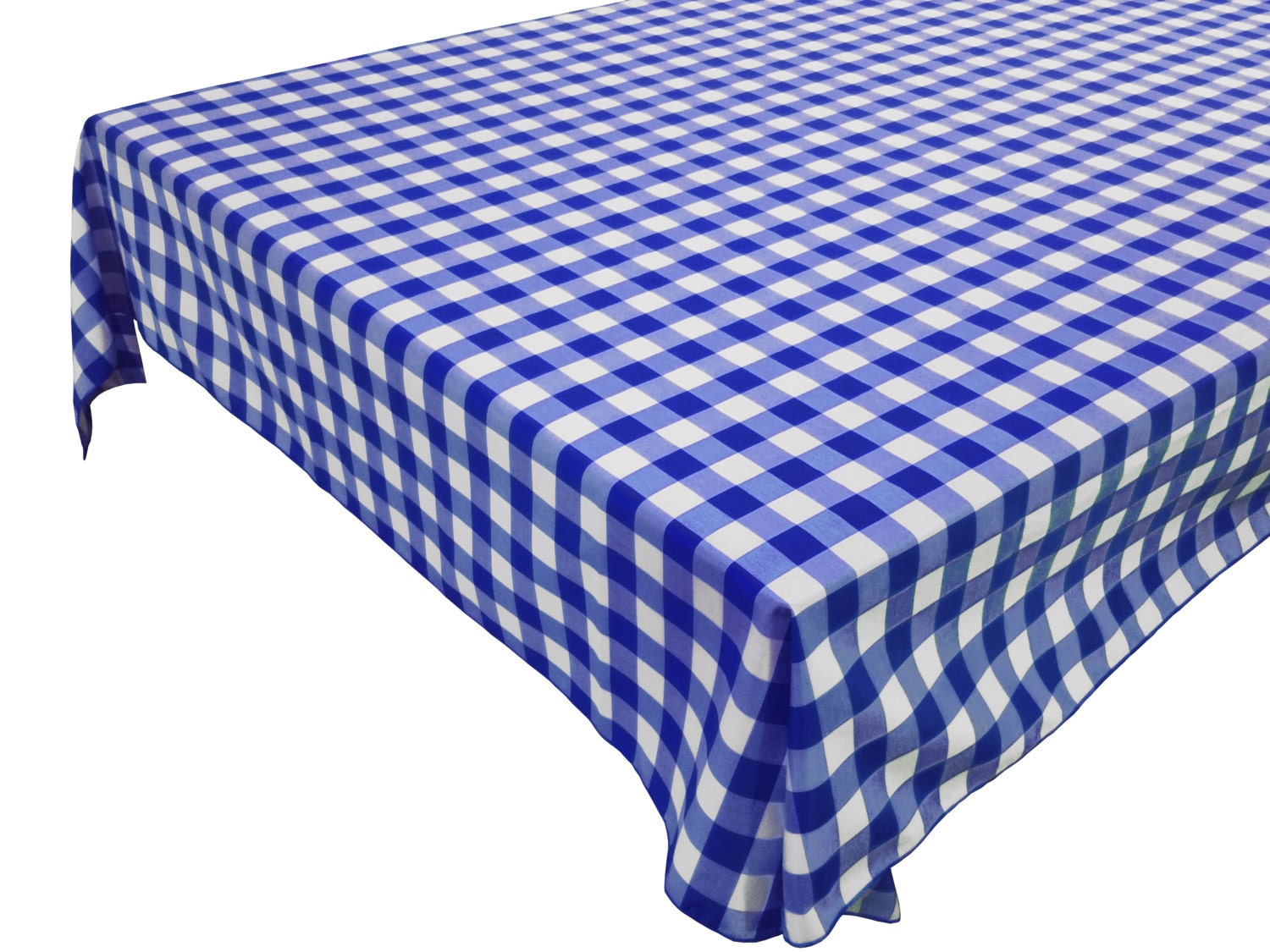 Cotton Table Cloth Woven Gingham Check Blue