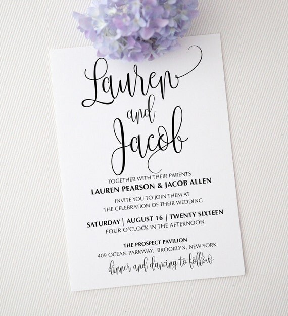 Wedding invitation template . Printable by Invitationstemplates