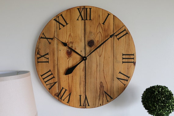 Large wall clock Wall clock Rustic clock Barn wood