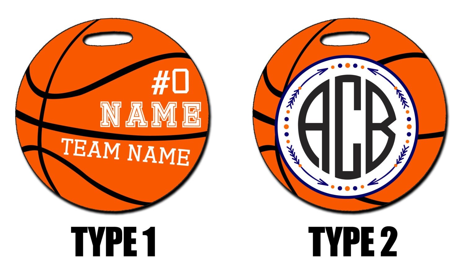 Personalized Basketball Bag Tag. With name team name and