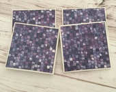 Purple Mosaic Tile Ceramic Coasters, Mosaic Coasters, Coaster Set, Tile Coasters, Gift For Women, Housewarming Gift, Dorm Decor, Cork Back