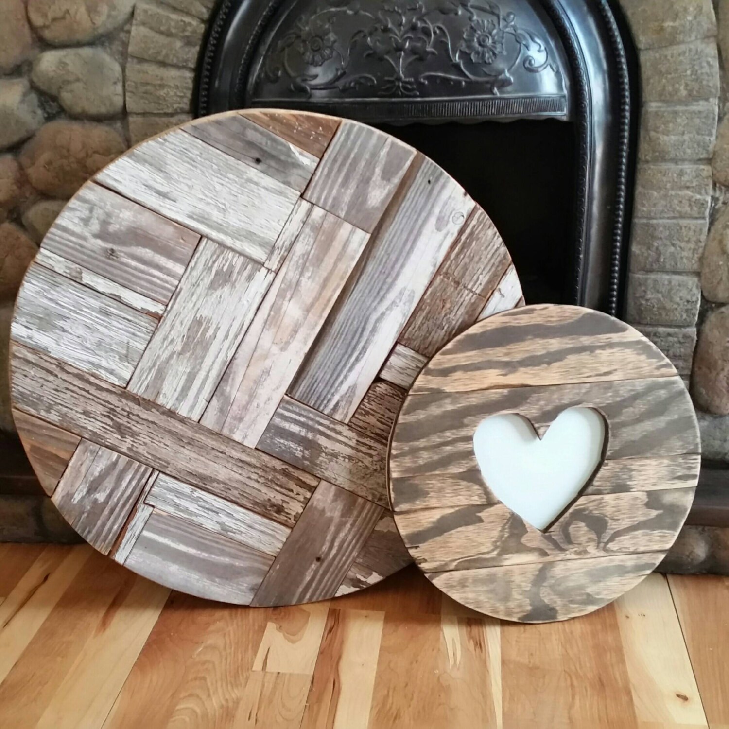 24in Rustic Wood Round. Custom Decor. by SalvagedLoveDesign