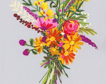 Purple Yellow Bouquet PRINT