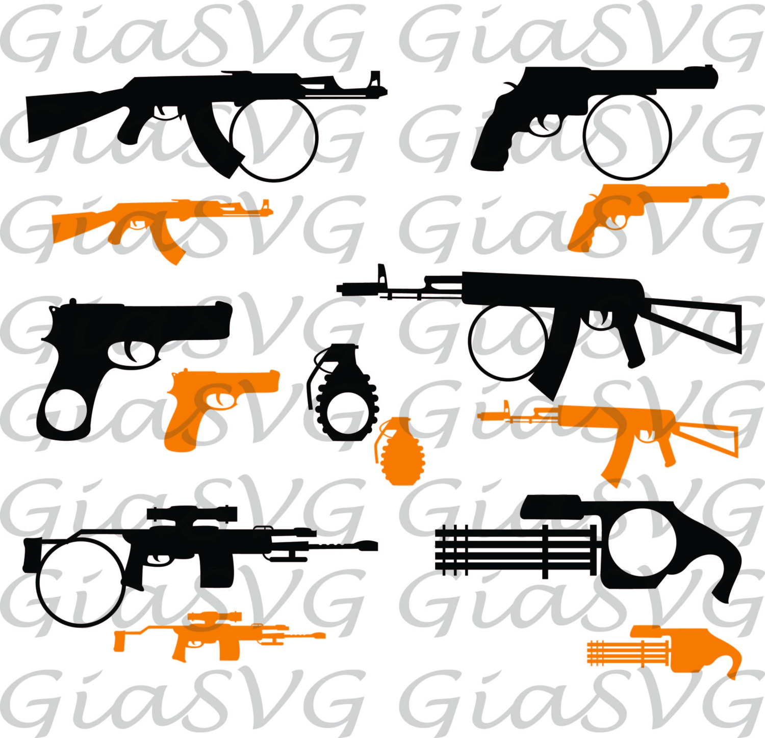 Download Guns Monogram SVG hand guns clipart ready to cut files for