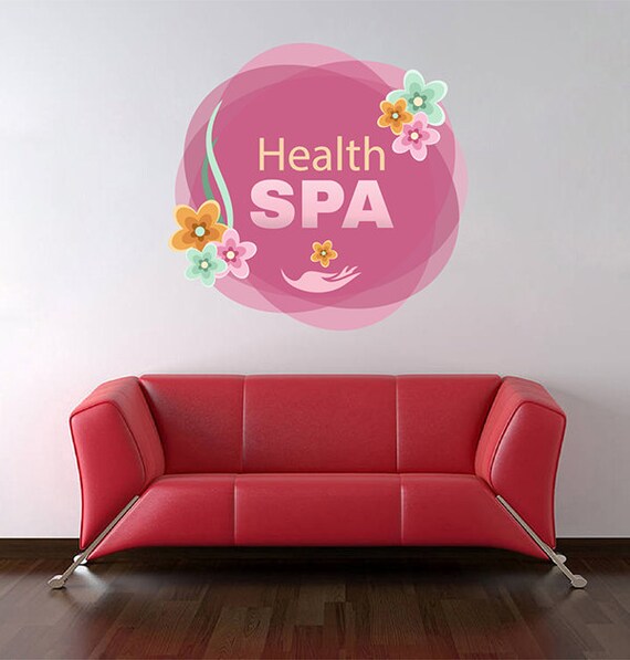 kcik1353 Full Color Wall decal flowers health pink salon spa