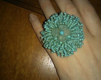 Aquamarine seed stone ring