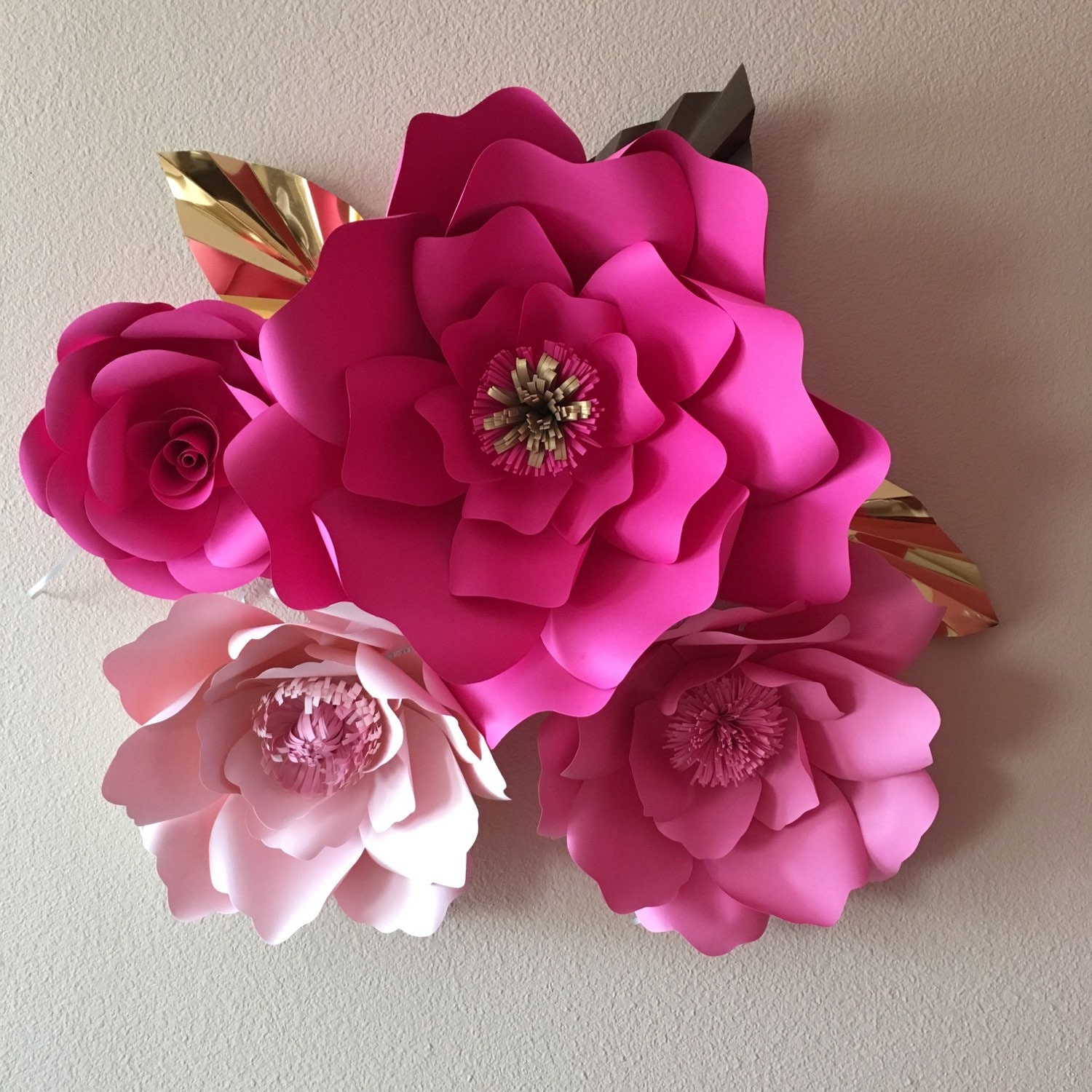 4 Giant paper flowers Kate Spade inspired colors giant flower