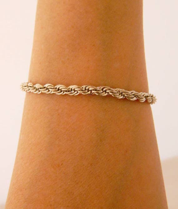 Vintage Interlocking Chain Link Bracelet Delicate 7.5