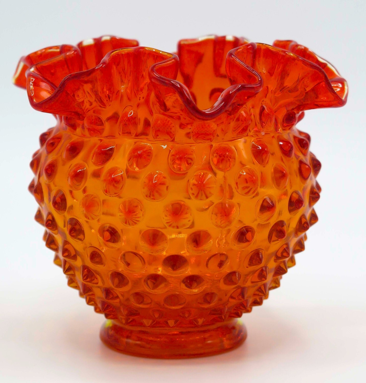 Fenton Orange Hobnail Vase Orange Vase Hobnail Vintage Vase