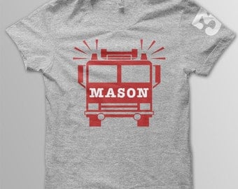 Firetruck birthday shirt toddler fire truck birthday shirt Toddler birthday firetruck t-shirt