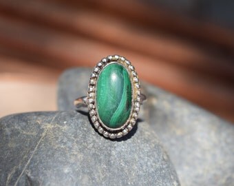 Corda Silver & Malachite Boho Ring