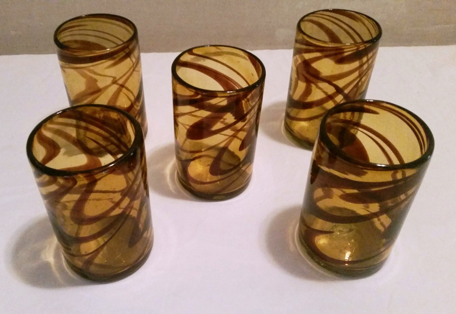 Hand Blown Mexican Glassware Amber