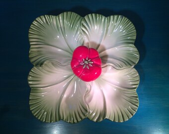 Brad Keeler Mid Century Tomato and Lettuce Leaf Serving Dish Tray #889 from 1950s Mad Men