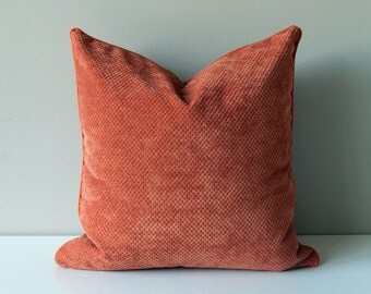 Velvet Pillow Cover -Orange Throw Pillow Cover -Orange Pillow Cover -Kravet Fabric -Designer Throw Pillow Cover -With Handmade Pillow Piping