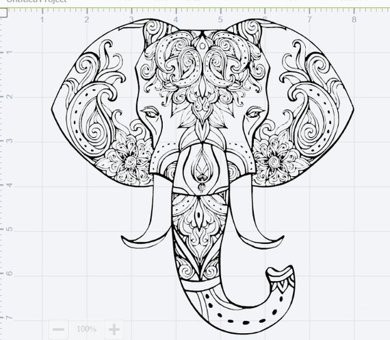 Fancy Detailed Elephant Design SVG EPS DXF Studio 3 Cut File