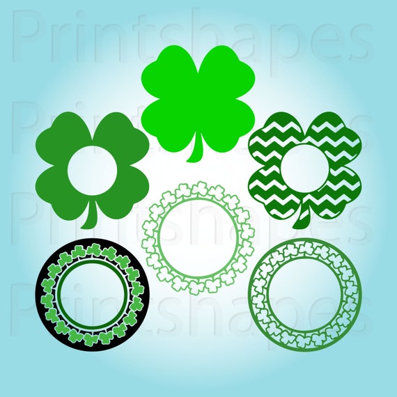 Download Four leaf clover vector monogram Frames Instant by PrintShapes