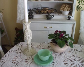 Fire King Jadite Jane Ray Coffee Cup & 3 Saucers