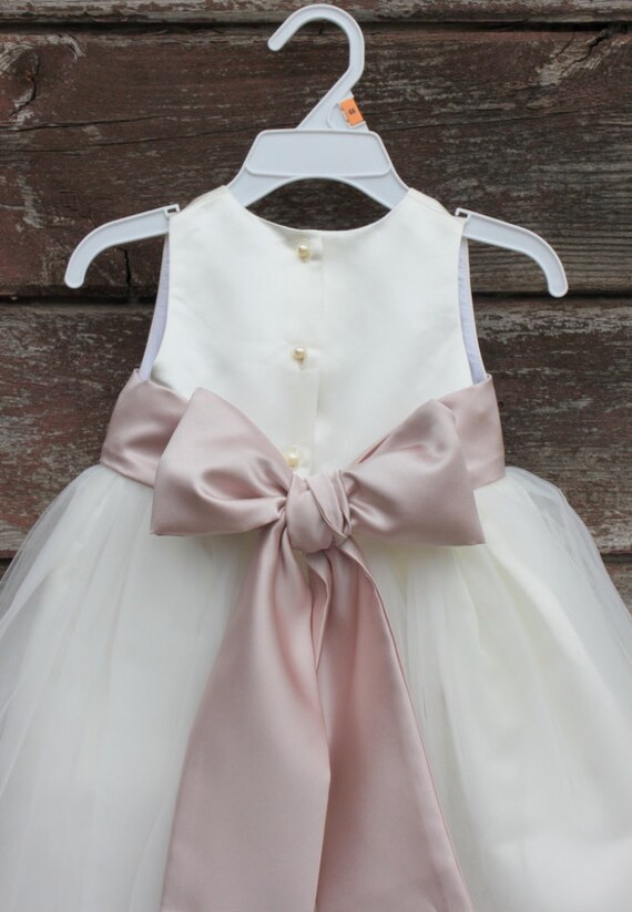 Ivory tulle blush flower girl dress girl lace by BabyFillbach