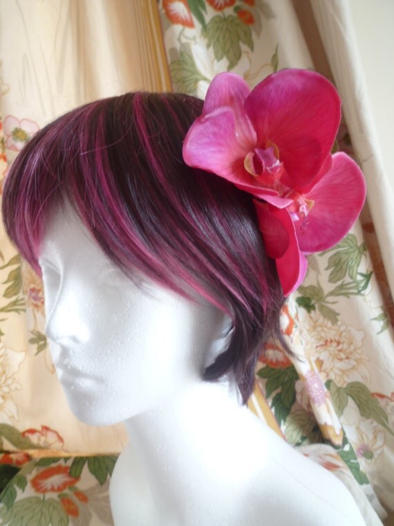 Cherry Pink Real Touch Orchid Hair Comb Pin Up by