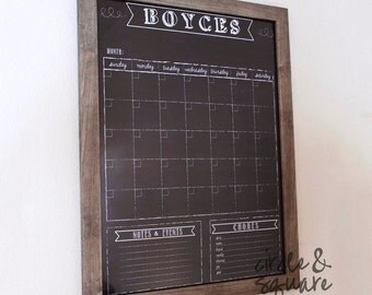 dry-erase calendar, custom framed calendar, size 18" x 24", Optional Magnetic chalkboard style family calendar #1842