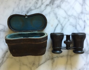 Audemair Paris Opera Glasses, Leather case, Field glasses, Binoculars