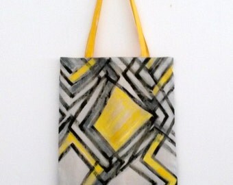 handpainted tote bag 'black and yellow'