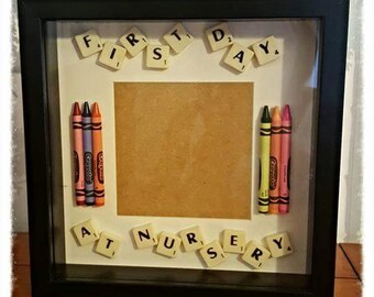 First Day at Nursery box frame, first day photo frame, First day at school photo frame, keepsake gift, gift for grandparents,